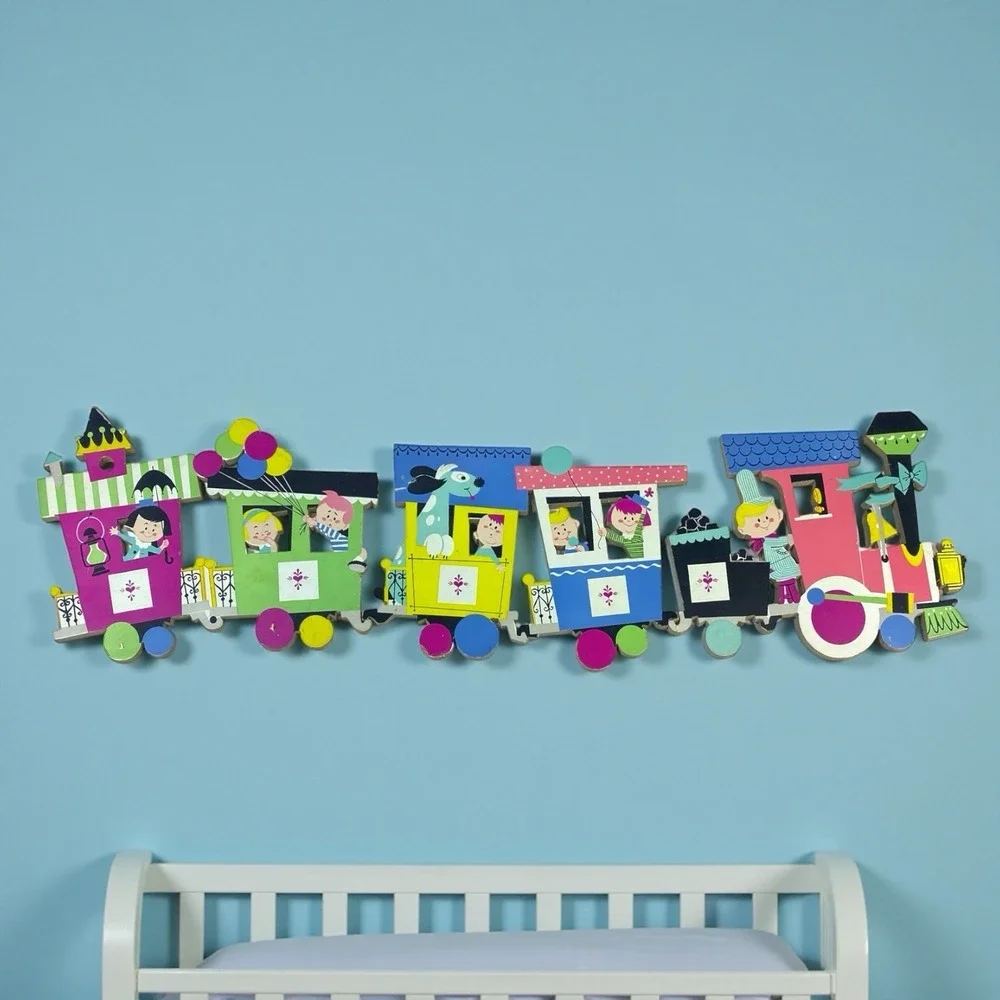 VTG Dolly Toy Co Train Wall Puzzle 1950s Pressboard Nursery Decor